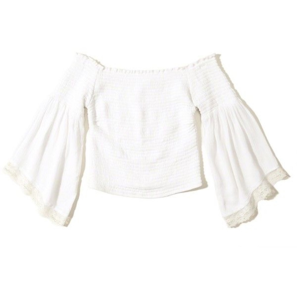NWT Hollister Smocked Off Shoulder Bell Sleeve Top